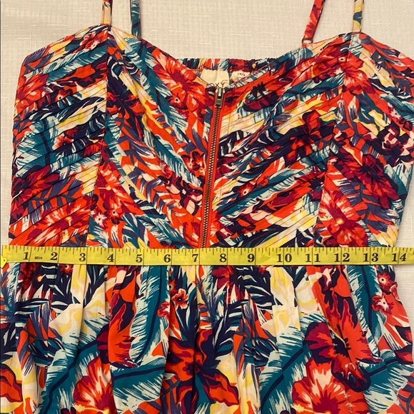 Roxy Red and Blue Summer chore Spaghetti Strap Midi Sundress - Picture 8 of 9